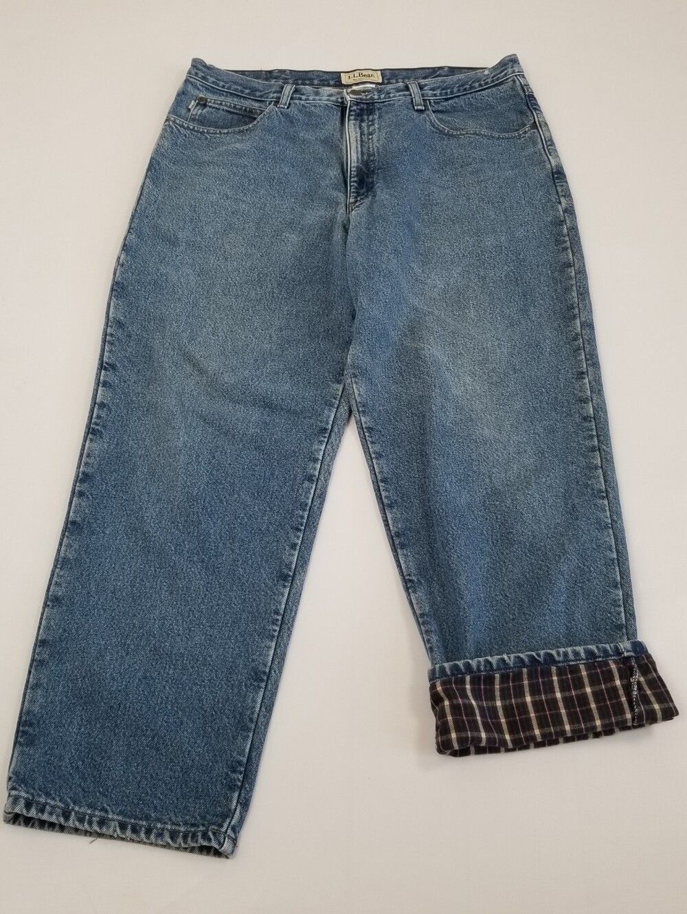 LL Bean Relaxed Fit Flannel Lined Jeans Tag 38x30 Actual 37x29.5